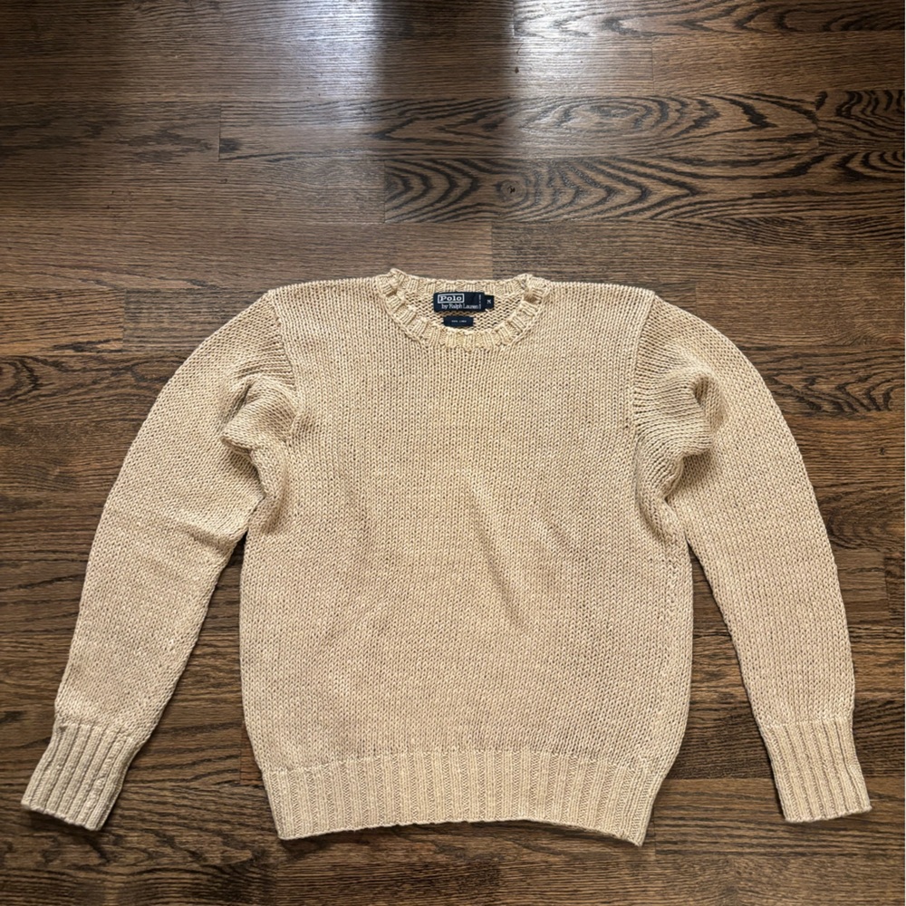 Men’s Vintage Polo Ralph Lauren 100% Linen Sweater, Size Medium